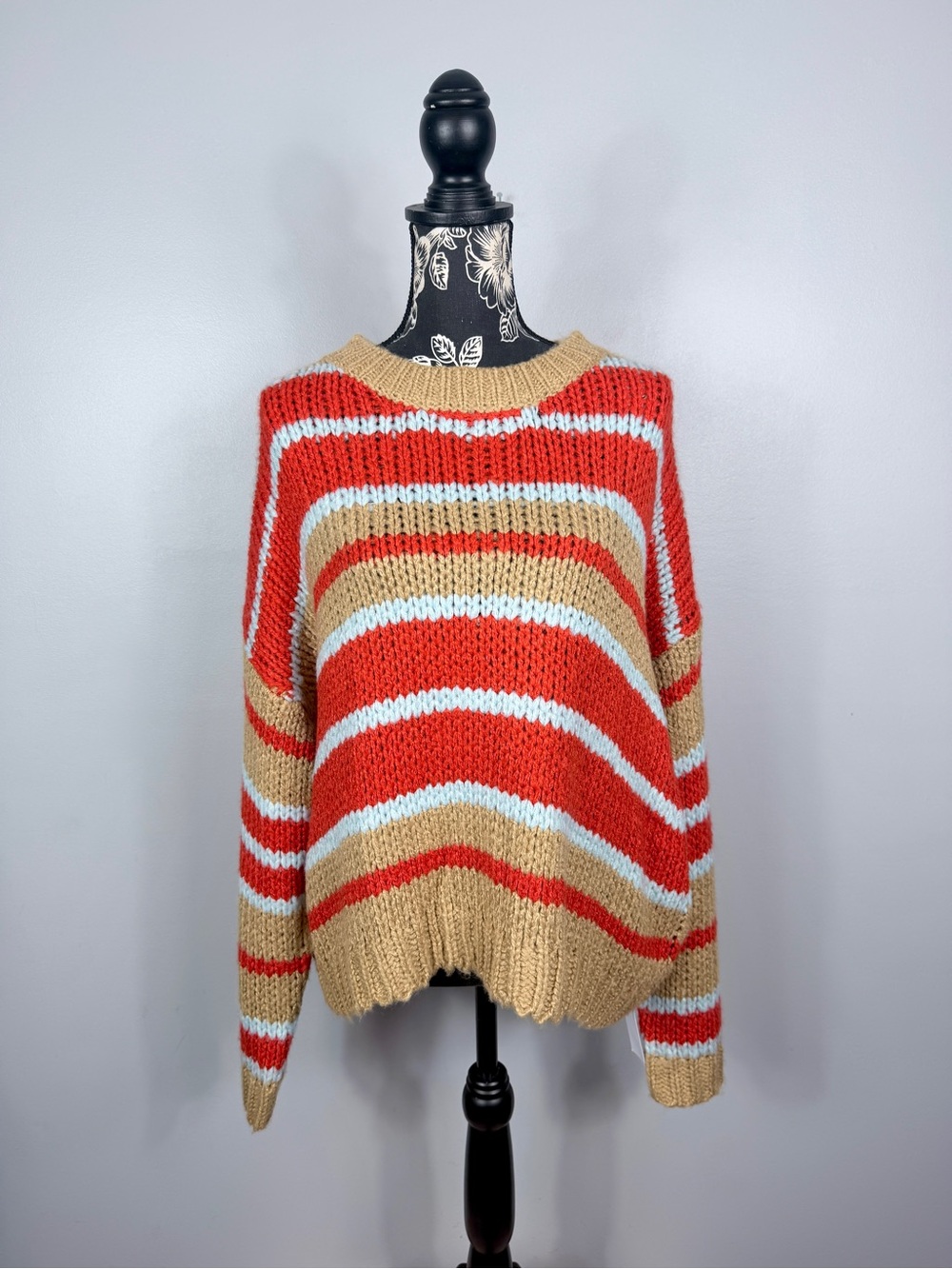 NWT Lumiere Good Pep Talk chunky knit oversize multi stripe sweater size small
